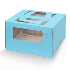Коробка для торта 26х26х13 см. Голуб/окно