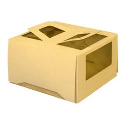 Коробка для торта 30х30х17 см. Беж/окно 1