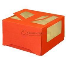 Коробка для торта 30х30х17 см. Красн/окно