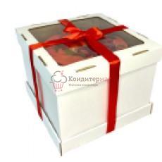 Коробка для торта Стронг 28х28х20 см. бел/окно