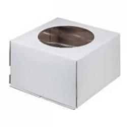 Коробка для торта 24х24х18 см. Бел/окно круг 1