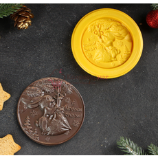 Форма для шоколадной медали Новогодний зайчик d=8 см