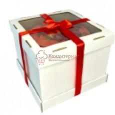 Коробка для торта Стронг 28х28х30 см. бел/окно