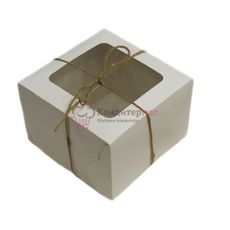 Коробка для Бенто торта 16х16х11 см. бел/окно Fupeco