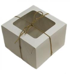 Коробка для Бенто торта 16х16х11 см. бел/окно Fupeco 1
