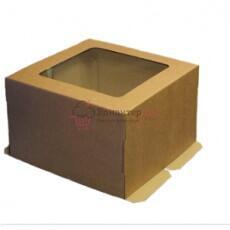 Коробка для торта 30х30х30 см. бурая/окно Fupeco