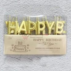 Свечи для торта Happy Birthday золотые 7 см.