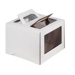 Коробка для торта 24х24х20 см. Бел/окно 1