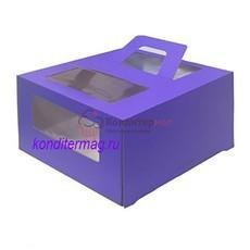 Коробка для торта 26х26х13 см. Фиол/окно