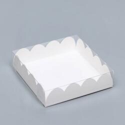 Коробка для сладостей 12х12х3 см. Белая пл/кр. 1