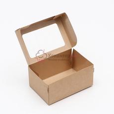 Коробка для зефира 15×10×7 см. Крафт/окно