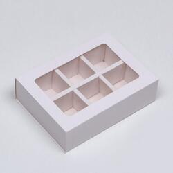 Коробка для 6 конфет 14х10х4 см. Белая 1
