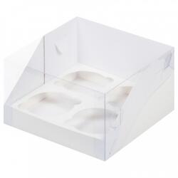Коробка на 4 капкейка с пластиковой крышкой 16х16х10 см. 1