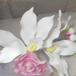 Сахарный букет Орхидея с сиреневой розой 20 см. Б30-12 1
