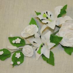 Сахарный букет Лилия бел/Роза белая 20 см. Б30-7 1