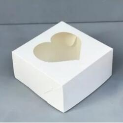 Коробка для Бенто торта 16х16х8 см. Бел/окно/Волна/Сердце 1