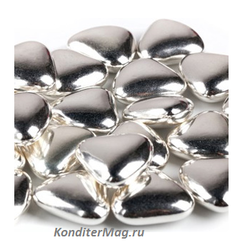 Декор Сердечки серебряные шоколадные крупные 100 г. Ambrosio 33028 1