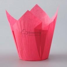 Форма бумажная Тюльпан розовая 5х8,5 см. 10 шт.