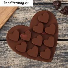 Форма для конфет Сердечки 15х15 см.