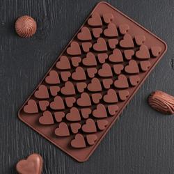 Форма для шоколада Сердечки 19х11 см. 56 яч. силикон 1