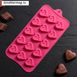 Форма силиконовая для конфет Сердечко 21х10 см. 1