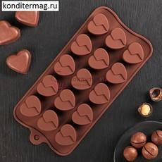 Форма для конфет Разбитое сердце 22х10 см. 15 ячеек силикон