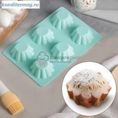Форма силиконовая Кексик 25,5×17,5×3 см. 6 ячеек