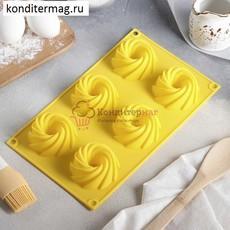 Форма силиконовая Немецкий кекс Вихрь 6 ячеек