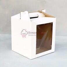 Коробка для кулича/торта 18х18х20 см. Окно/ручка