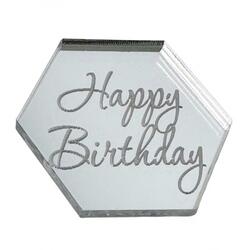 Набор топперов декоративных "Happy Birthday" Шестигранник Серебро 4х3,5 см 5 шт 1