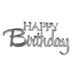 Топпер декоративный "Happy Birthday" Серебро 8х4 см 1