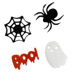 Набор топперов декоративных акриловых "Boo!" Чёрный, оранжевый, белый 4 шт 1