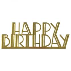 Топпер декоративный акриловый "Happy Birthday" Золото 11х4 см 1
