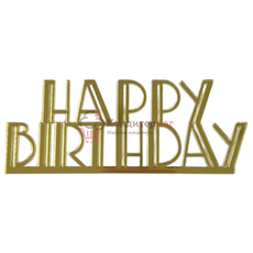 Топпер декоративный акриловый "Happy Birthday" Золото 11х4 см