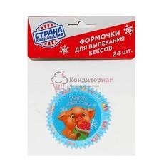 Форма для кексов бумажная 5х3 см. 24 шт. Свинка