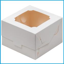 Коробка для бенто-торта с окном 12х12х8 см. Белая 1