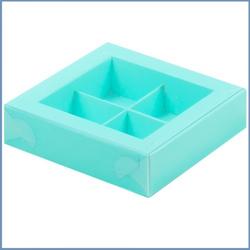 Коробка для конфет 12х12х3 см. 4 яч. Тиффани/окно 1