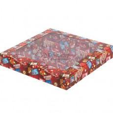 Коробка для конфет 19х15х3 см. 12 ячеек Новогодняя Почта пл/крышка