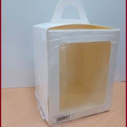 Коробка для кулича/торта 18,5х18,5х23 см. Бел/окно/ручка 1