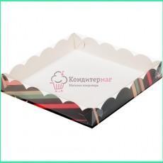 Коробка для пряников 20х20х3,5 см. Космос пл/кр.