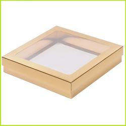 Коробка для пряников 20х20х4 см. Золото/окно 1