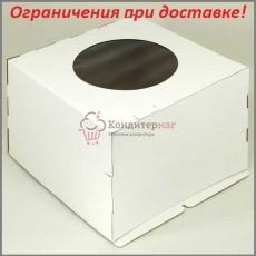 Коробка для торта 40х40х30 см. Бел/окно 4 ч.