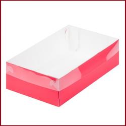 Коробка для зефира 25х15х7 см. Красная матовая пл/крышка 1