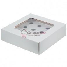 Коробка под веррины 34х34х10 см. Белая с окошком