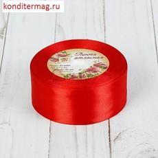 Лента атласная №26 Красная 4 см.х23 м.