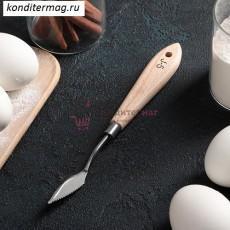 Лопатка кондитерская 17 см. Деко №5 изогнутая с зубцами дер/нерж.