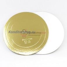 Подложка под торт усиленная 3,2 мм. 48 см. зол/бел.
