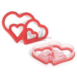 Формочка для печенья Двойные сердца 13х9 см. пластик Silikomart 1