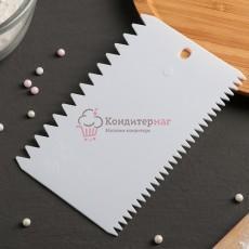 Шпатель кондитерский 14,5х9 см. Зубчики пластик