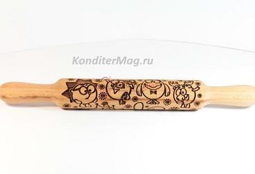 Скалка резная Смешарики 1 35х4 см. бук 1